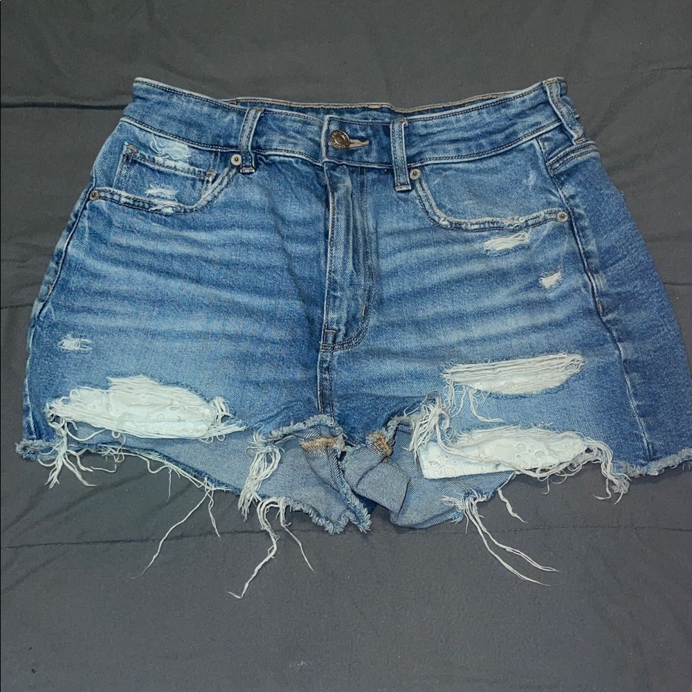 American Eagle Outfitters Distressed Blue Denim Cutoff Shorts